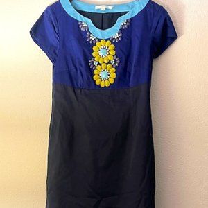 Boden Carmen beaded neckline color block sheath dress, Gorgeous!